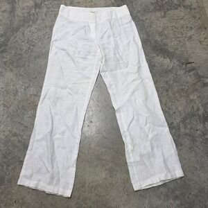 EILEEN FISHER White Linen Blend Wide Leg Cropped Pants Women's‎ Size 10